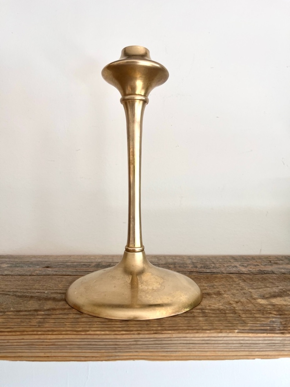 Brass Pedestal Candle Holder - Sculpted Stem